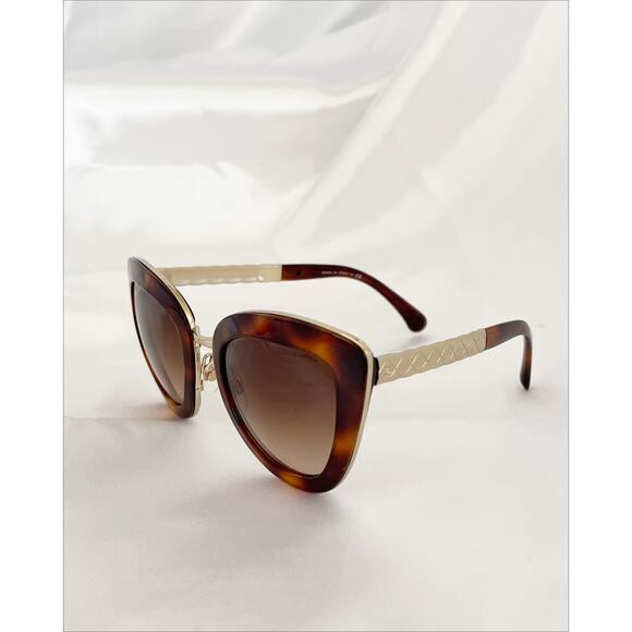 CHANEL Cat Eye Sunglasses 5368 Quilted Tortoise Shell Logo Gradient Tint Womens main image 9